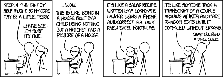 An XKCD comic on code quality